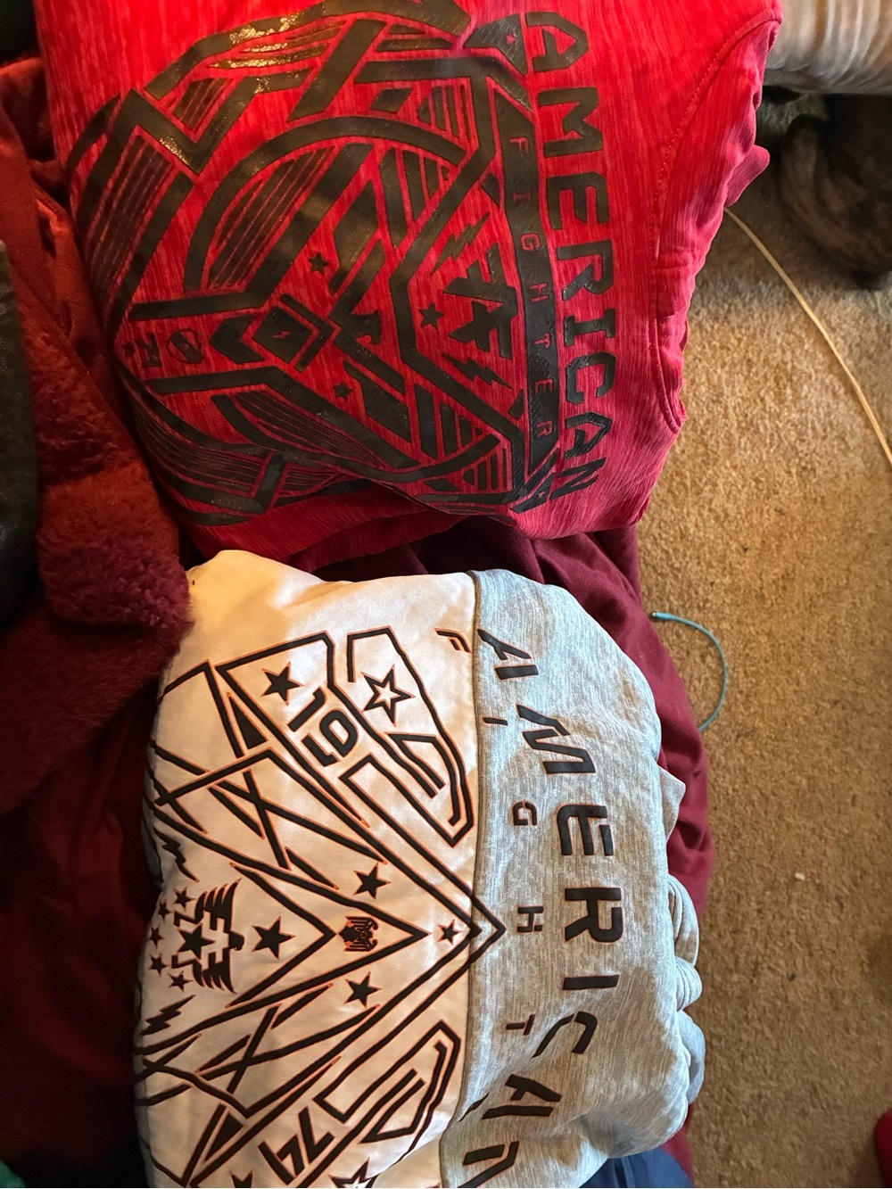 American Fighter Red and White Graphic Accent Pillows
